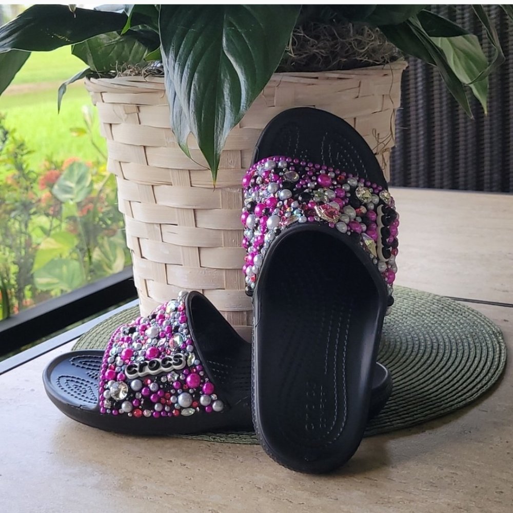 Hand Designed Women's Crocs size 7 Jeweled